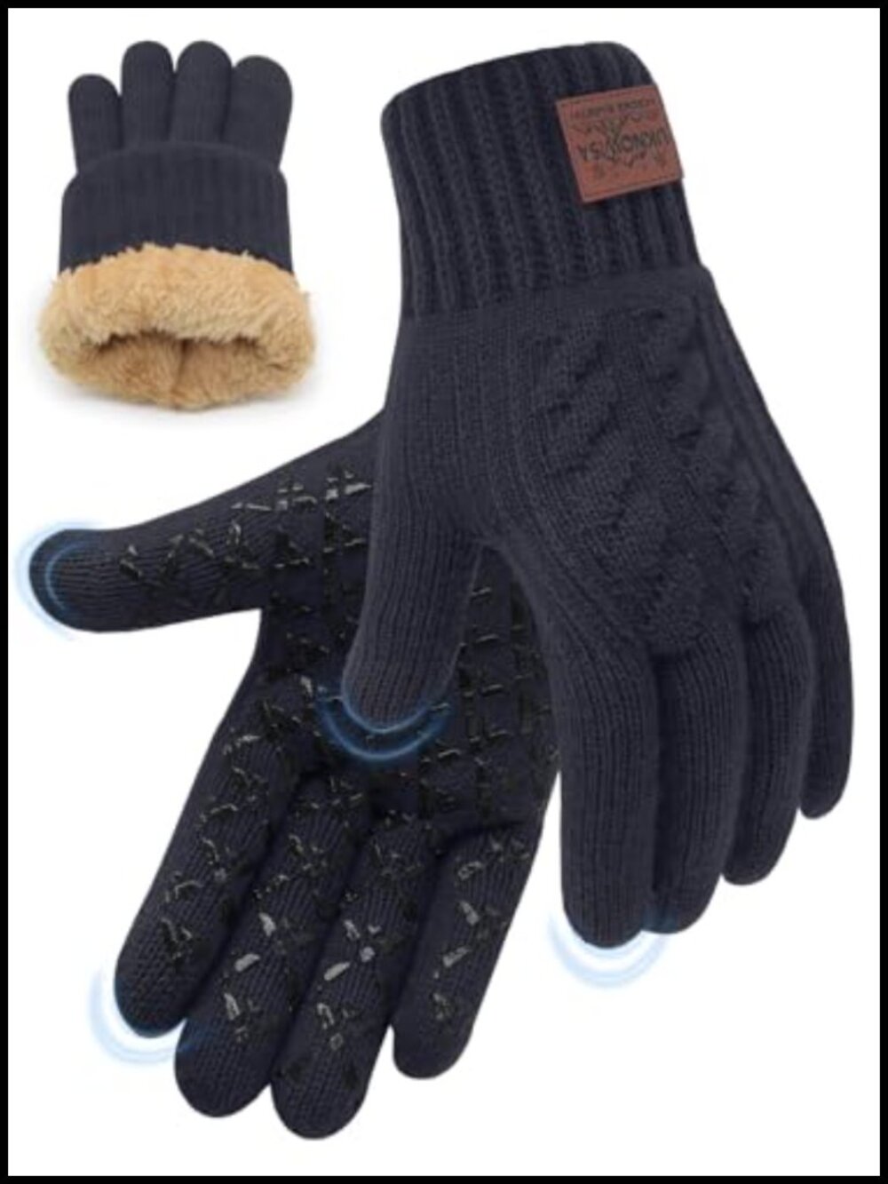 Winter Gloves Touch Screen Anti-Slip Alpaca Wool Blend Men Unisex